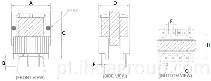 EE 10 11 13 15 19 25 28 49 55 Série Alta frequência Tensão Electric LED Bulbo Power Transformer para inversor solar